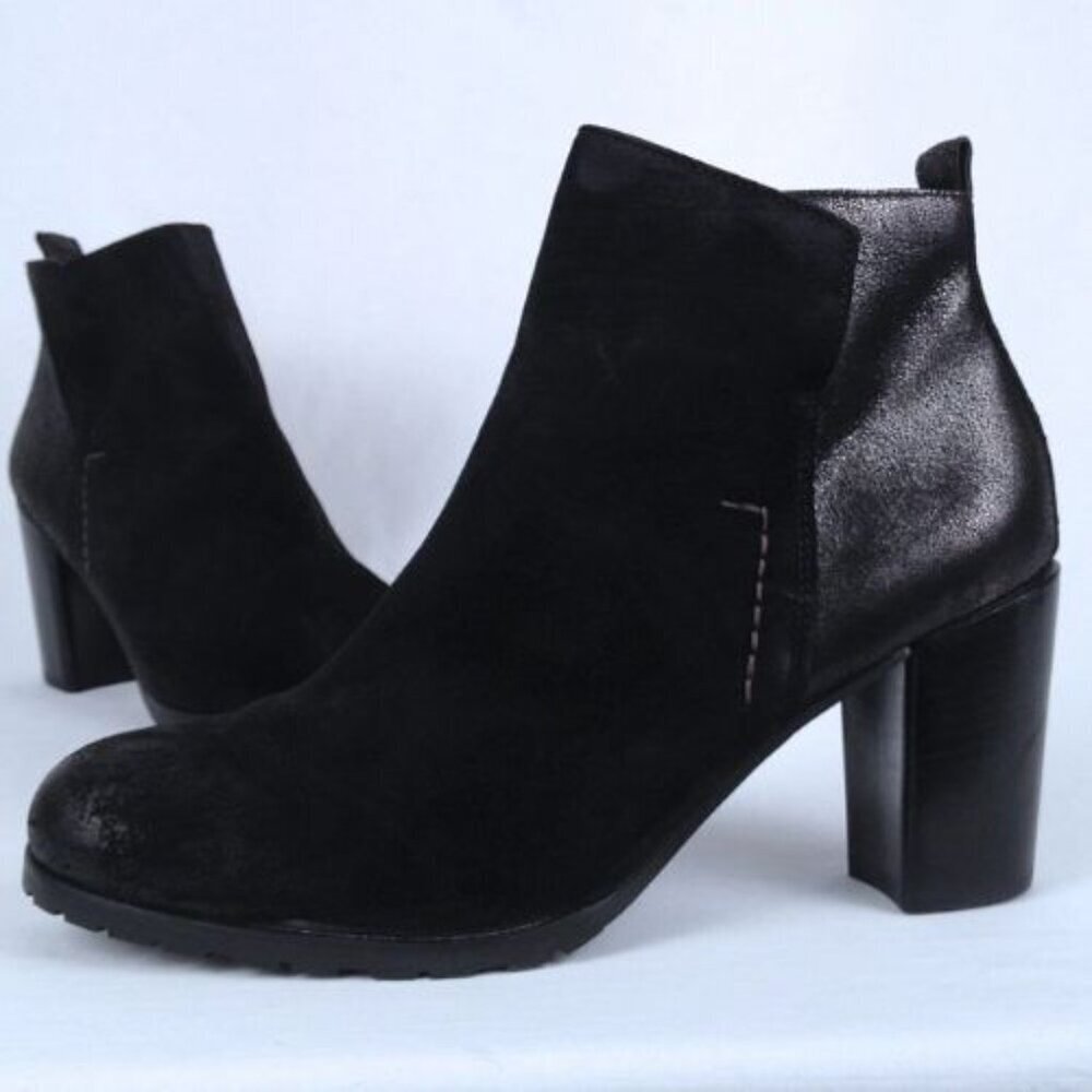 Paul Green Black Leather Rockin' Ankle Boots lug sole UK 4 US 6.5